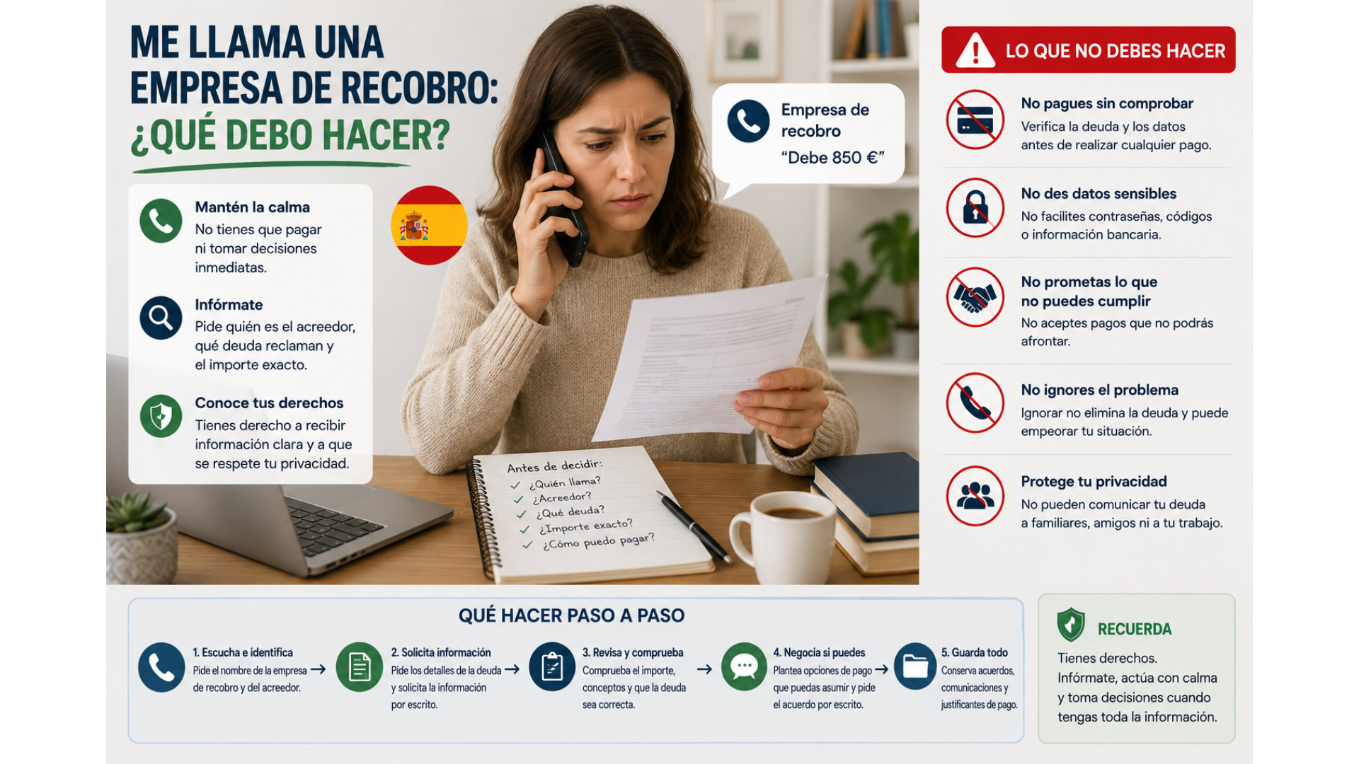Me llama una empresa de recobro: ¿qué debo hacer?