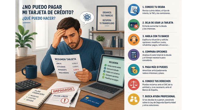 No puedo pagar mi tarjeta de crédito: ¿qué puedo hacer?